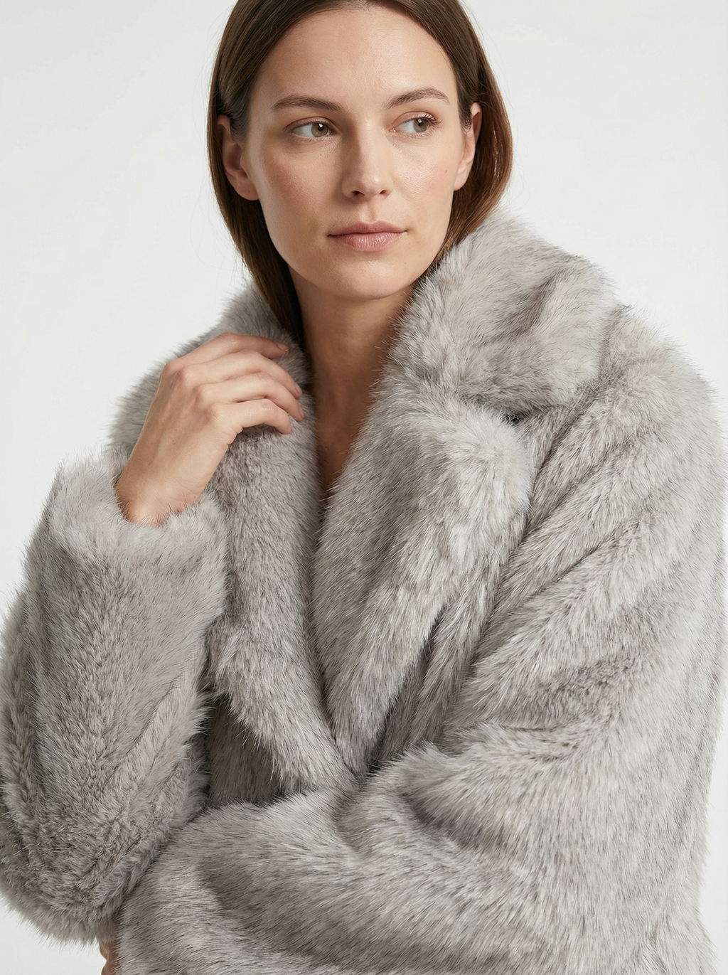 Eleganter Warmer Kunstfell-Mantel