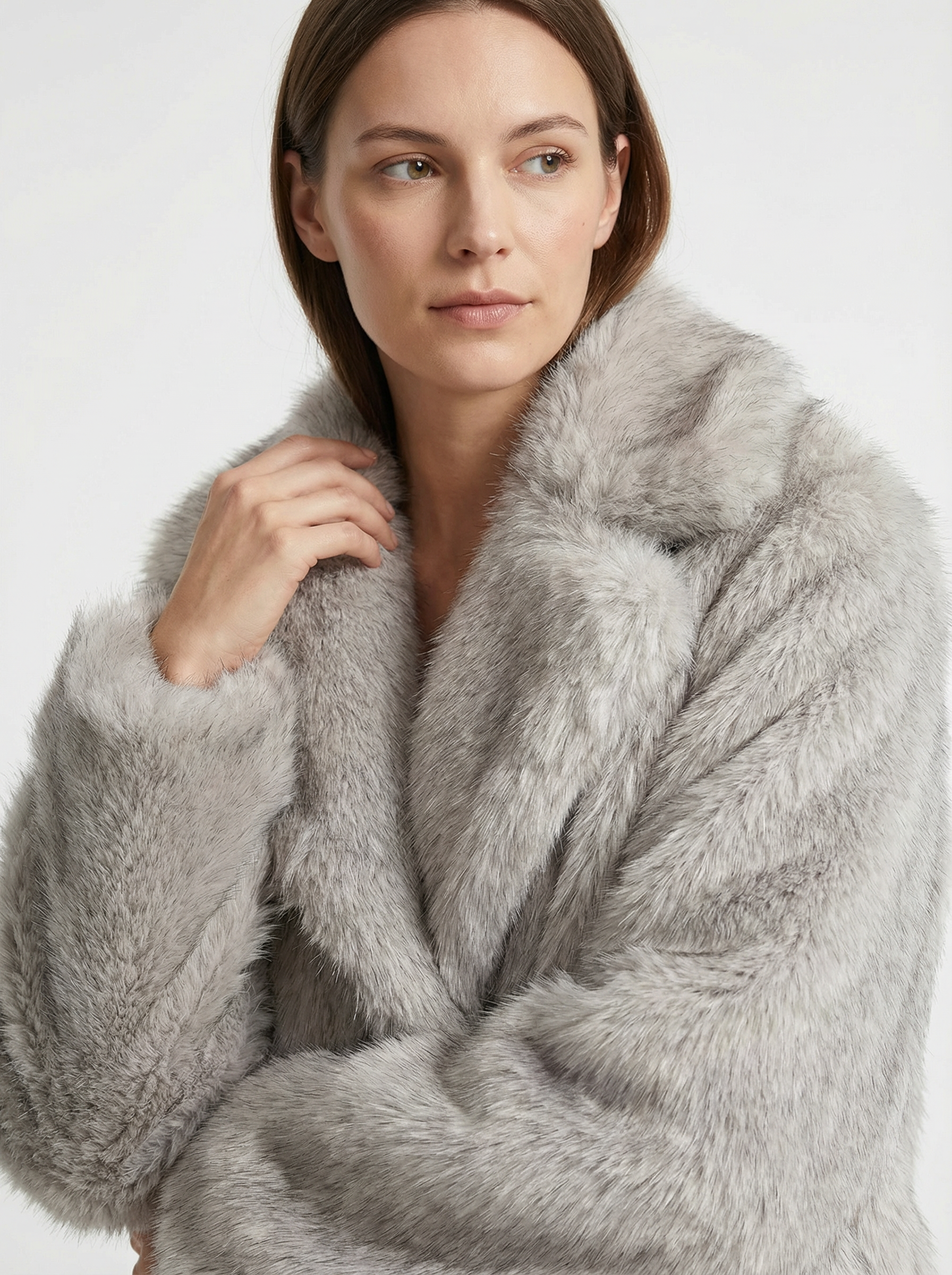 Eleganter Warmer Kunstfell-Mantel