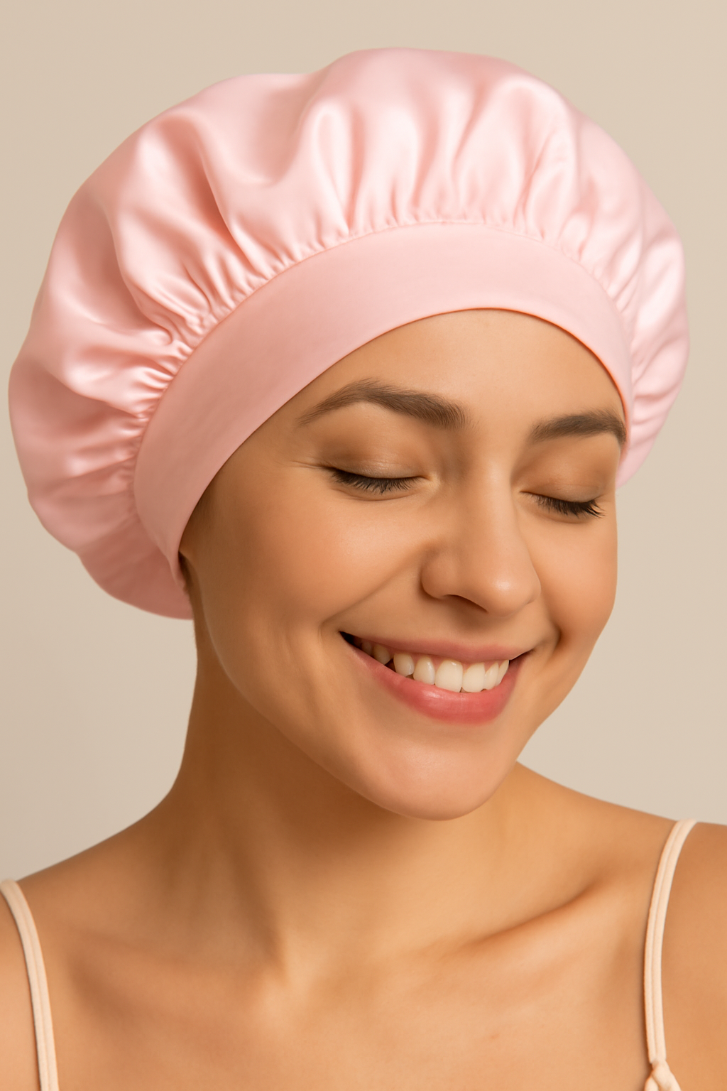 Satin-Nachtmütze mit breitem Rand