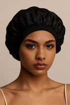 Satin-Nachtmütze mit breitem Rand