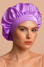 Satin-Nachtmütze mit breitem Rand