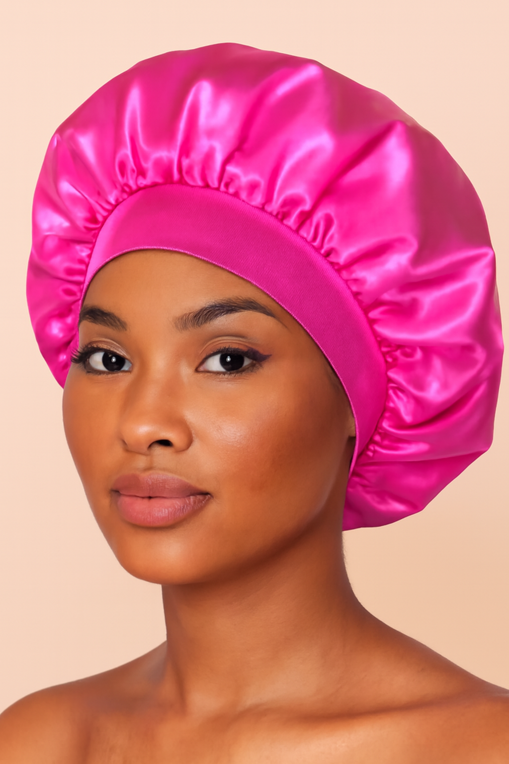 Satin-Nachtmütze mit breitem Rand