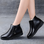 Warme Kunstleder-Boots mit Plüschfutter