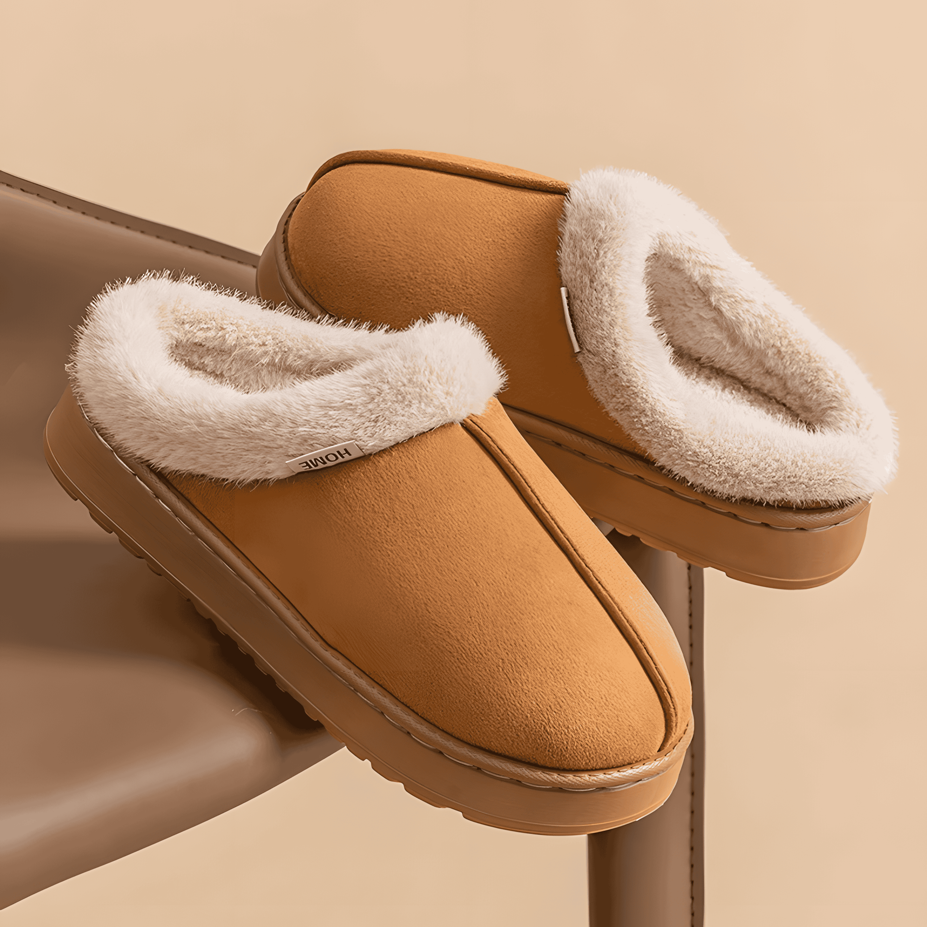 Warme Hausschuhe in Wildleder-Optik