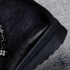 Warme Kunstleder-Boots mit Plüschfutter