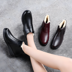 Warme Kunstleder-Boots mit Plüschfutter