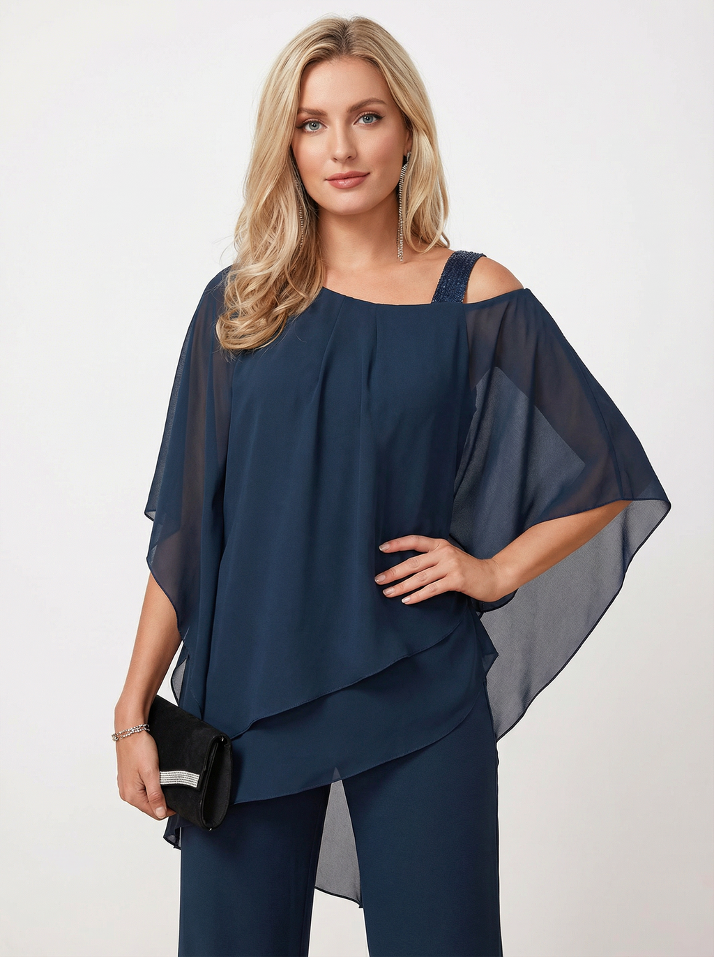 Eleganter Baumwoll-Mix Zweiteiler mit schulterfreiem Schnitt