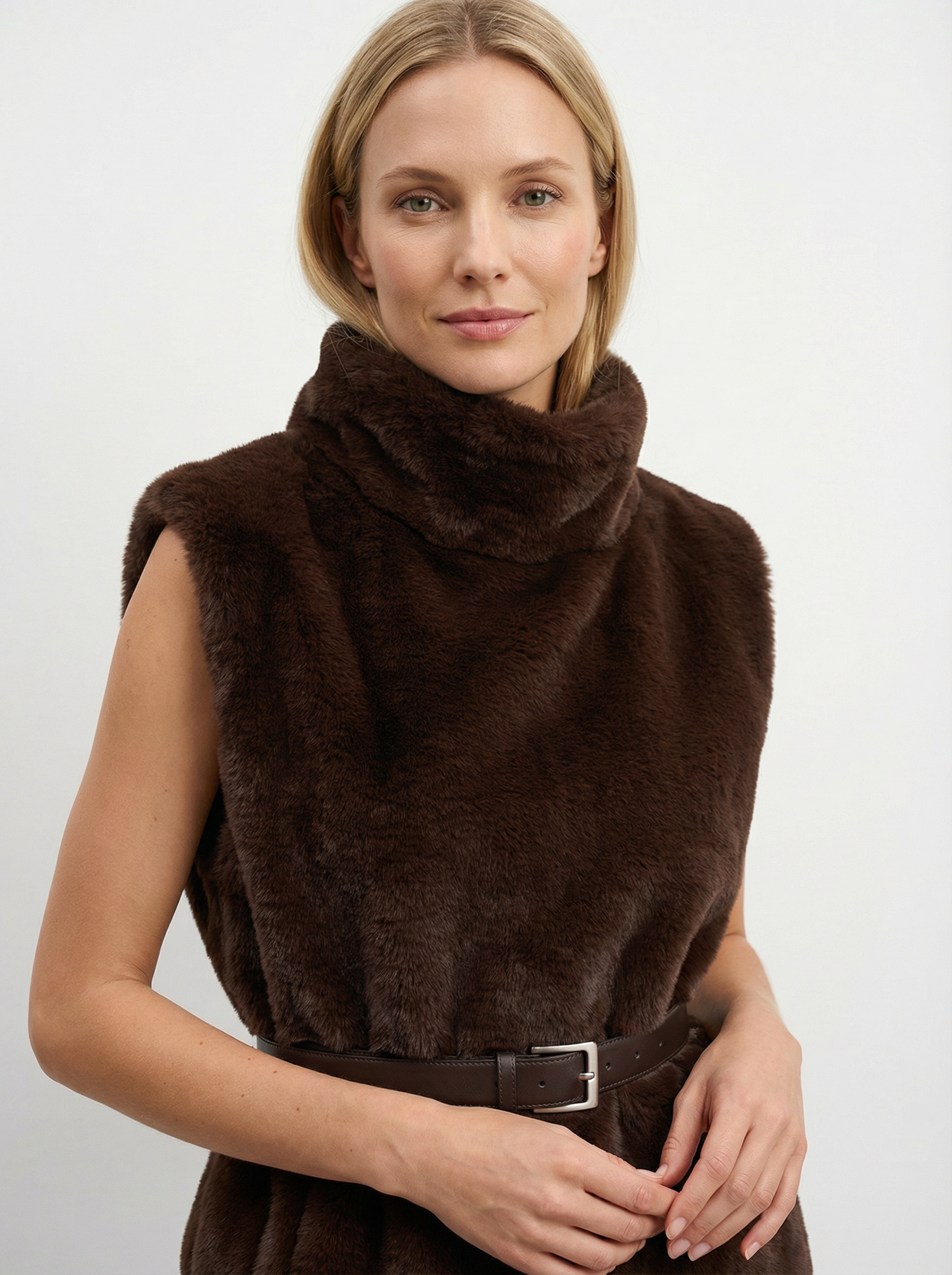 Kuscheliger Kapuzen-Mantel mit Stehkragen