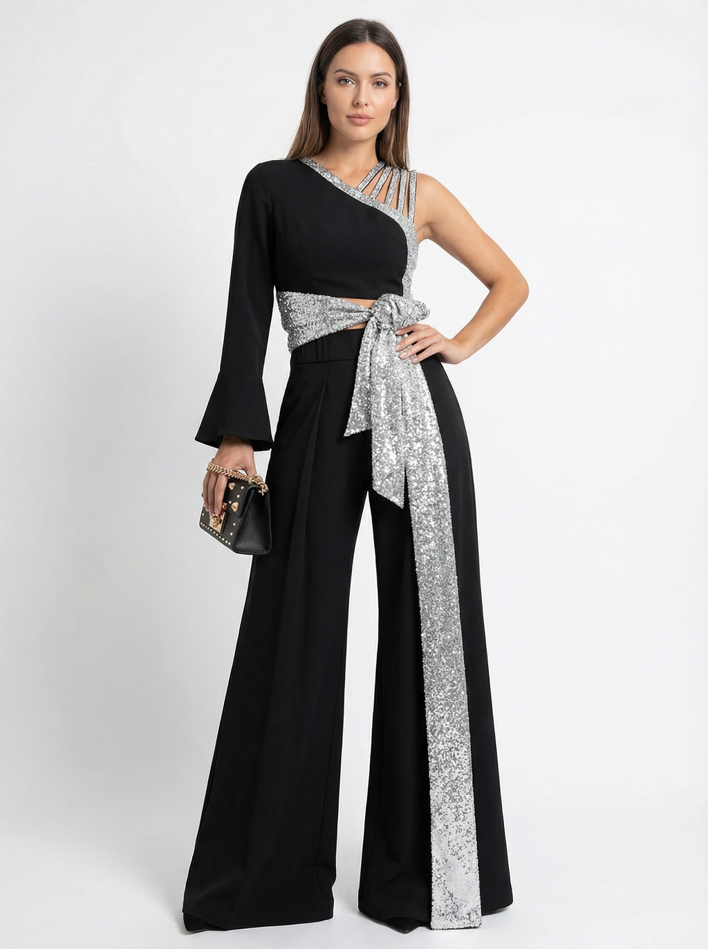 Fließender Jumpsuit mit Ein-Schulter-Träger