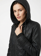 Warmer Gothic-Hoodie aus Kunstleder