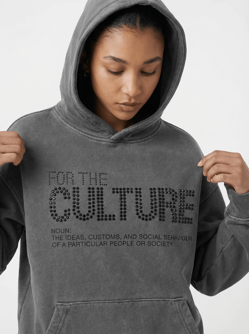 Lockerer Hoodie mit glitzerndem Letter-Print