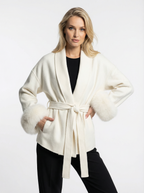 Woll-Blend-Mantel mit Kunstfell-Ärmeln