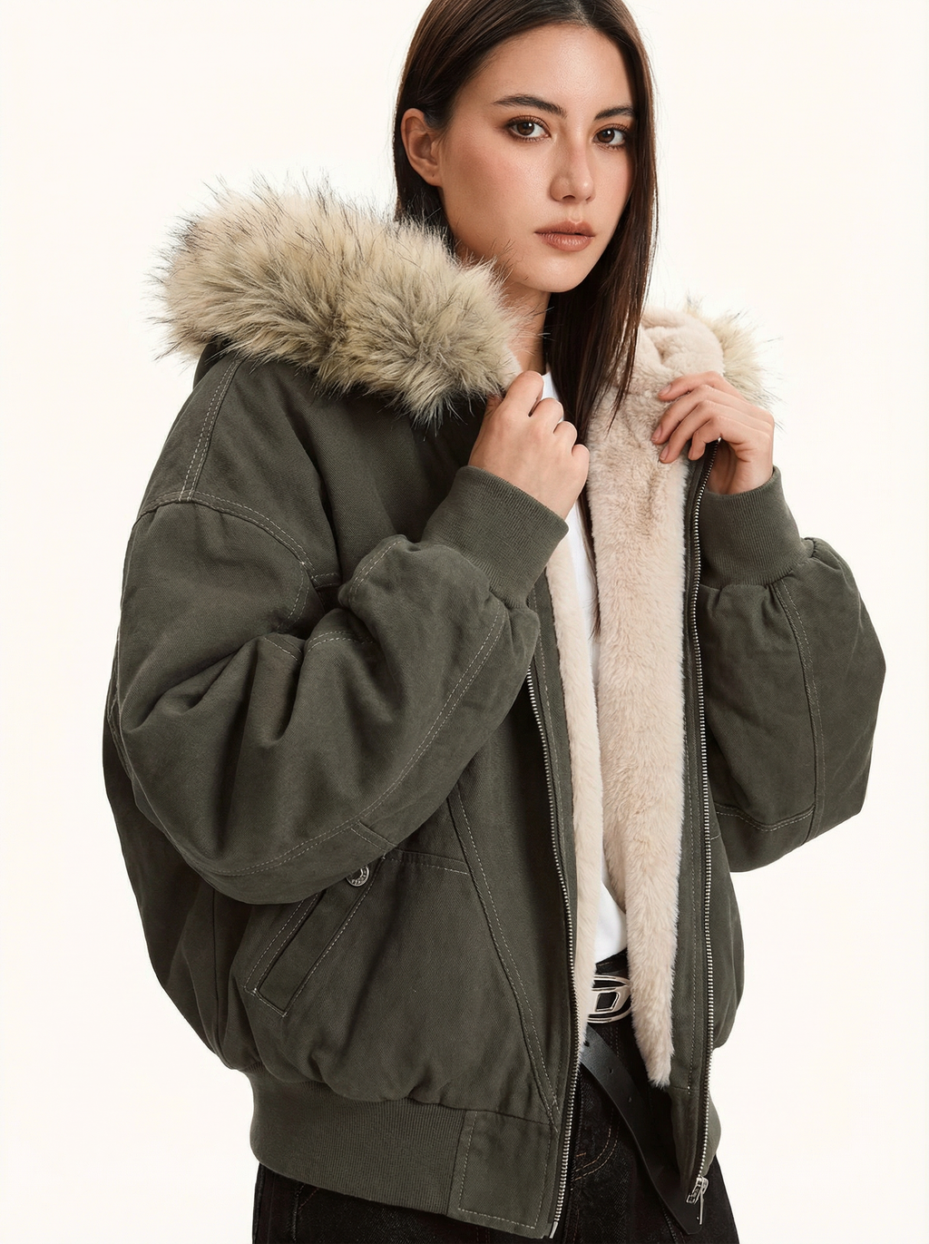 Kuscheliger, warmer Parka mit Pelzkragen