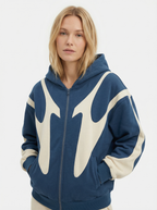 Retro Zip-Up Hoodie mit Teufel-Muster