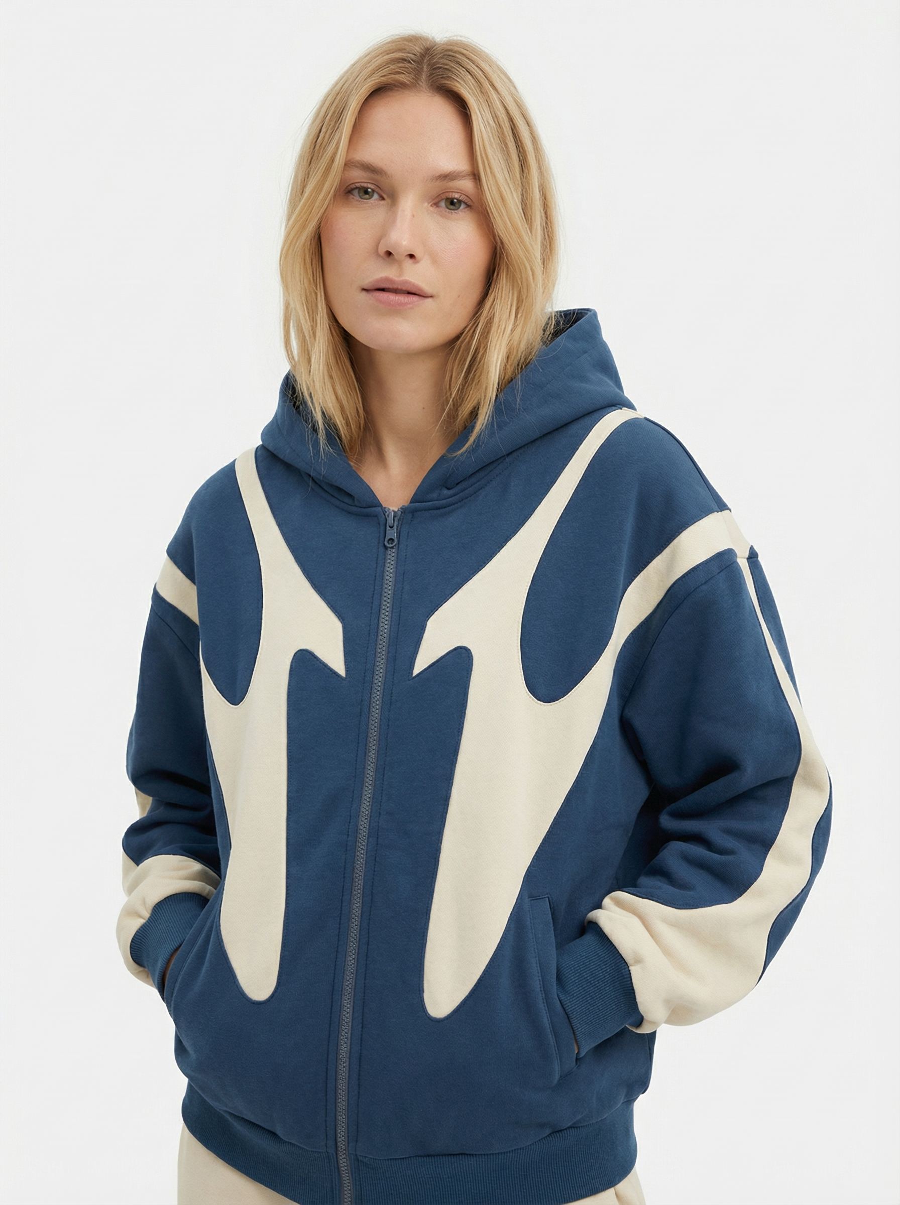 Retro Zip-Up Hoodie mit Teufel-Muster