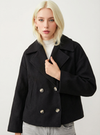 Eleganter Baumwoll-Kurzmantel mit Doppelreiher