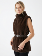 Kuscheliger Kapuzen-Mantel mit Stehkragen