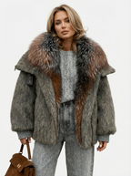 Kuscheliger Oversized Mantel mit Kunstfellkragen