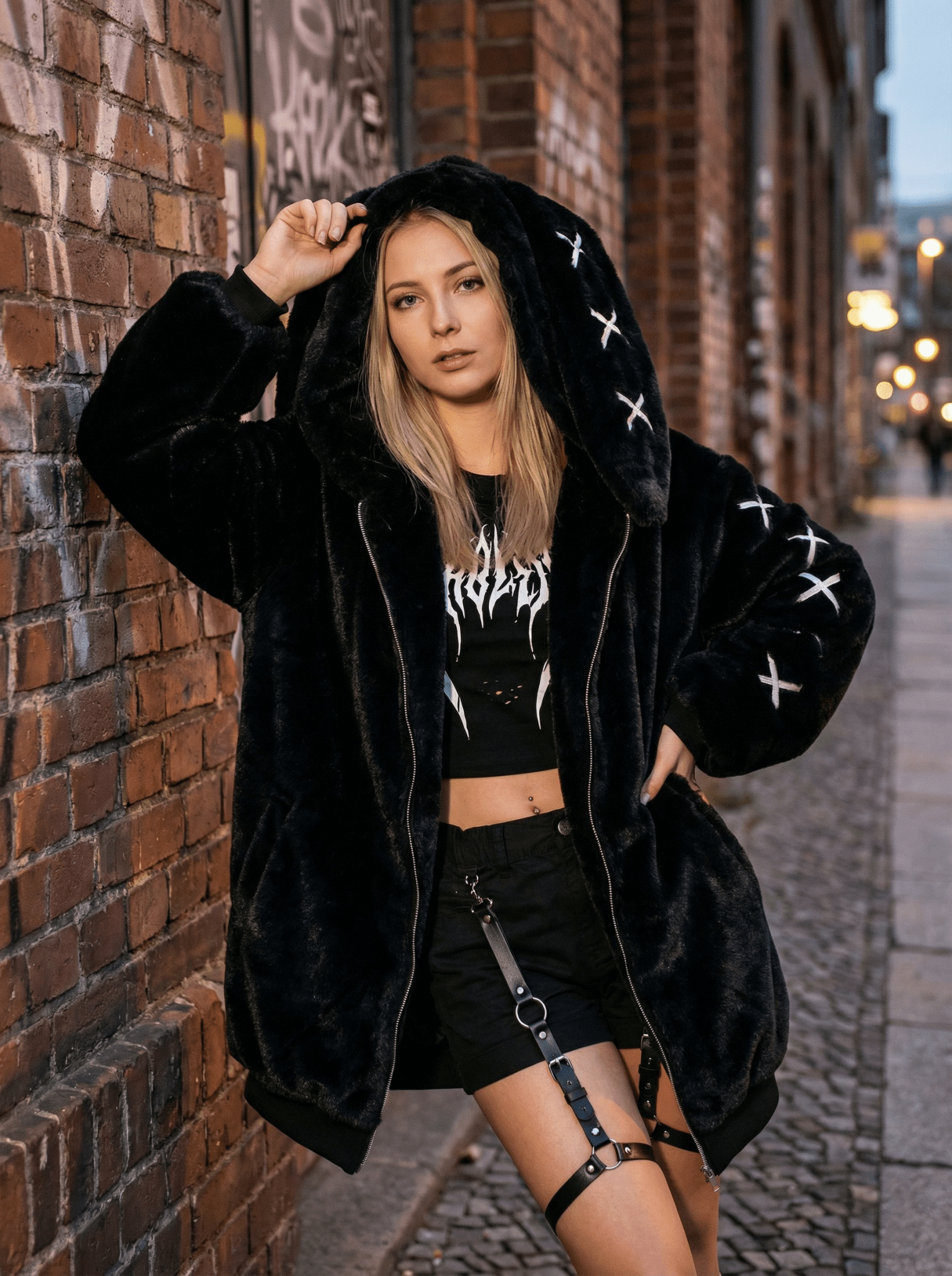 Kuschelige Oversized Winterjacke mit Hasenohren