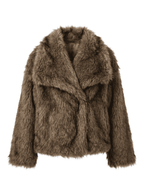 Eleganter Warmer Kunstfell-Mantel