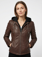 Warmer Gothic-Hoodie aus Kunstleder