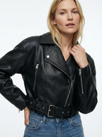 Vintage Kunstleder-Mantel mit Gürtel