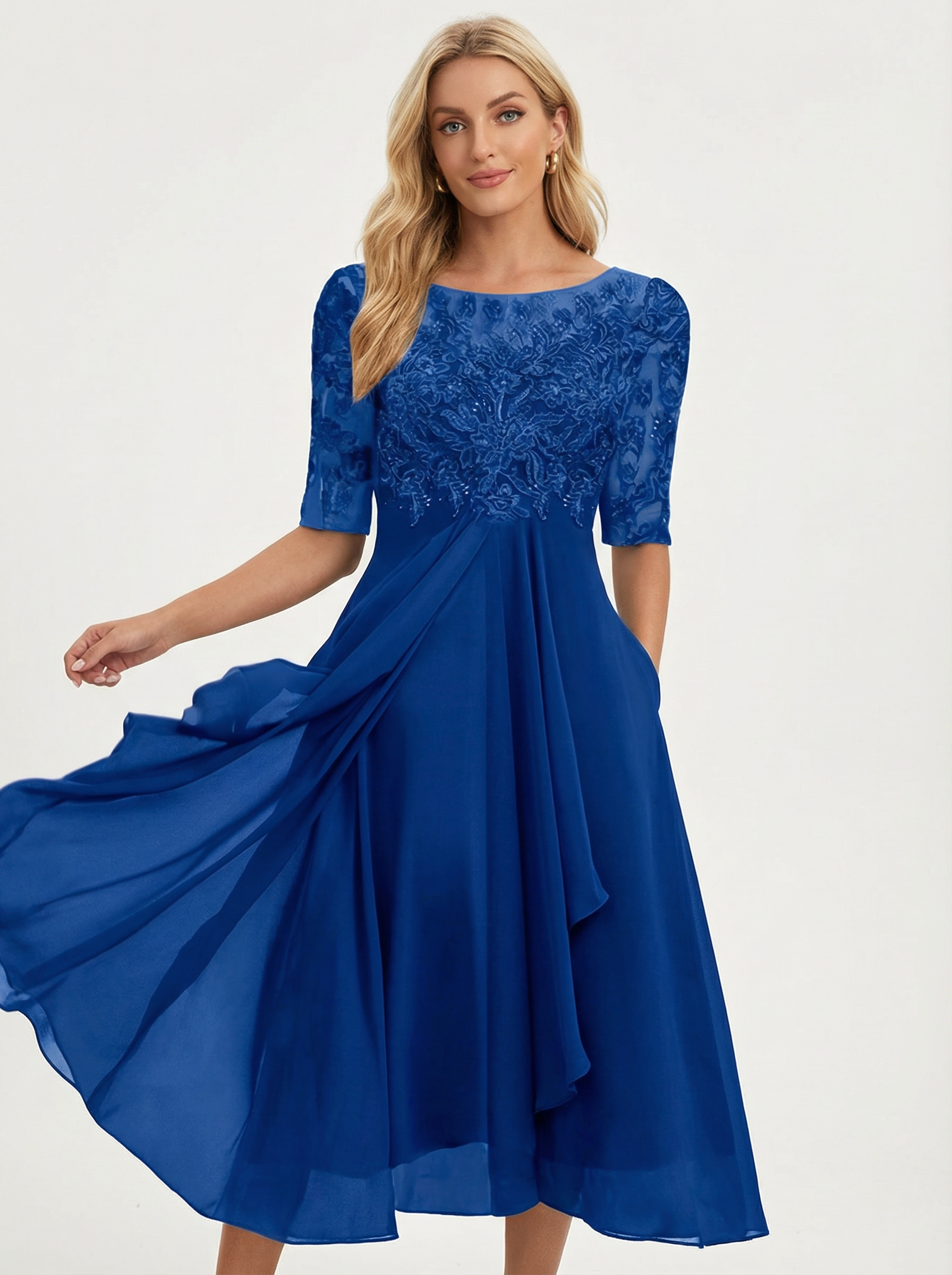 Elegantes Abendkleid mit Spitzen-Einsatz