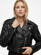 Vintage Kunstleder-Mantel mit Gürtel