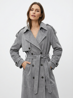 Wildleder-Optik Trenchcoat mit Gürtel