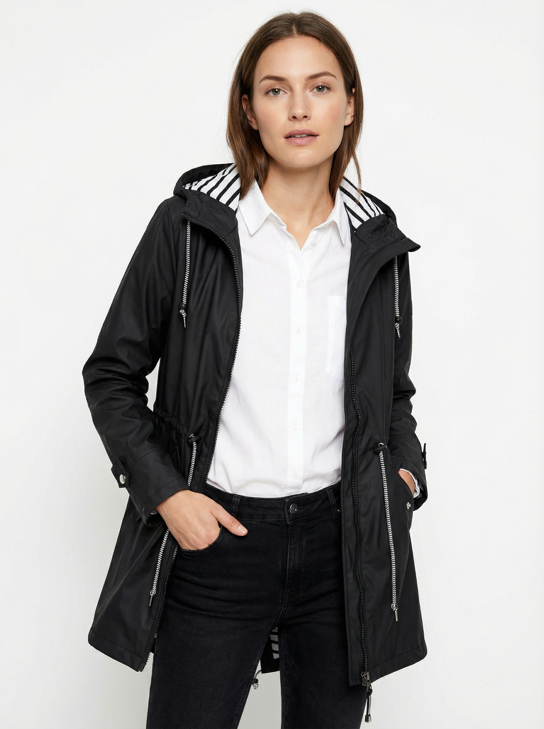 Wetterfester Trench-Mantel mit Kapuze