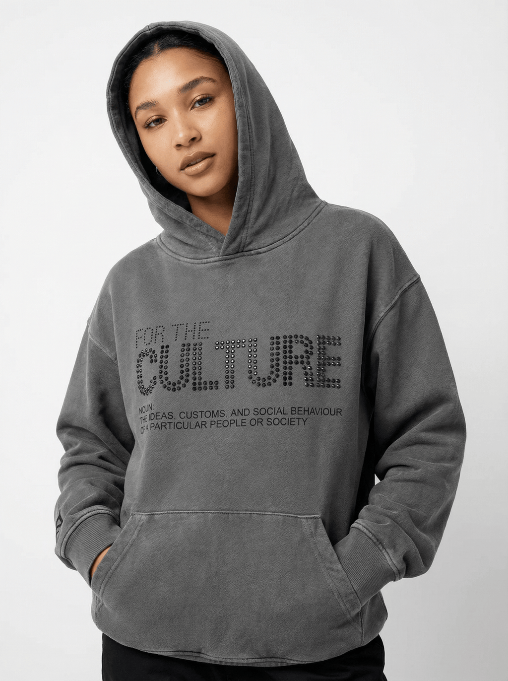 Lockerer Hoodie mit glitzerndem Letter-Print