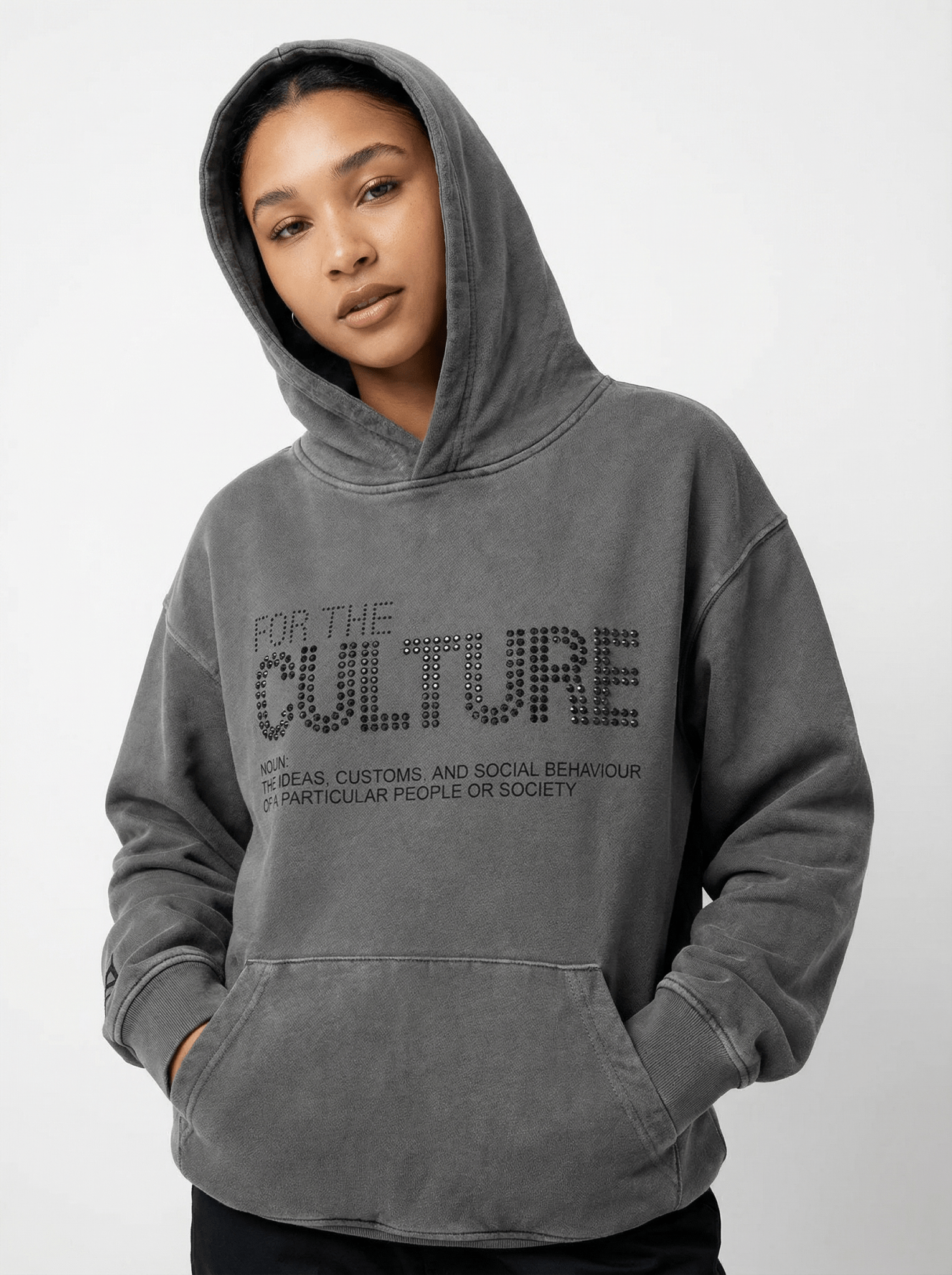 Lockerer Hoodie mit glitzerndem Letter-Print