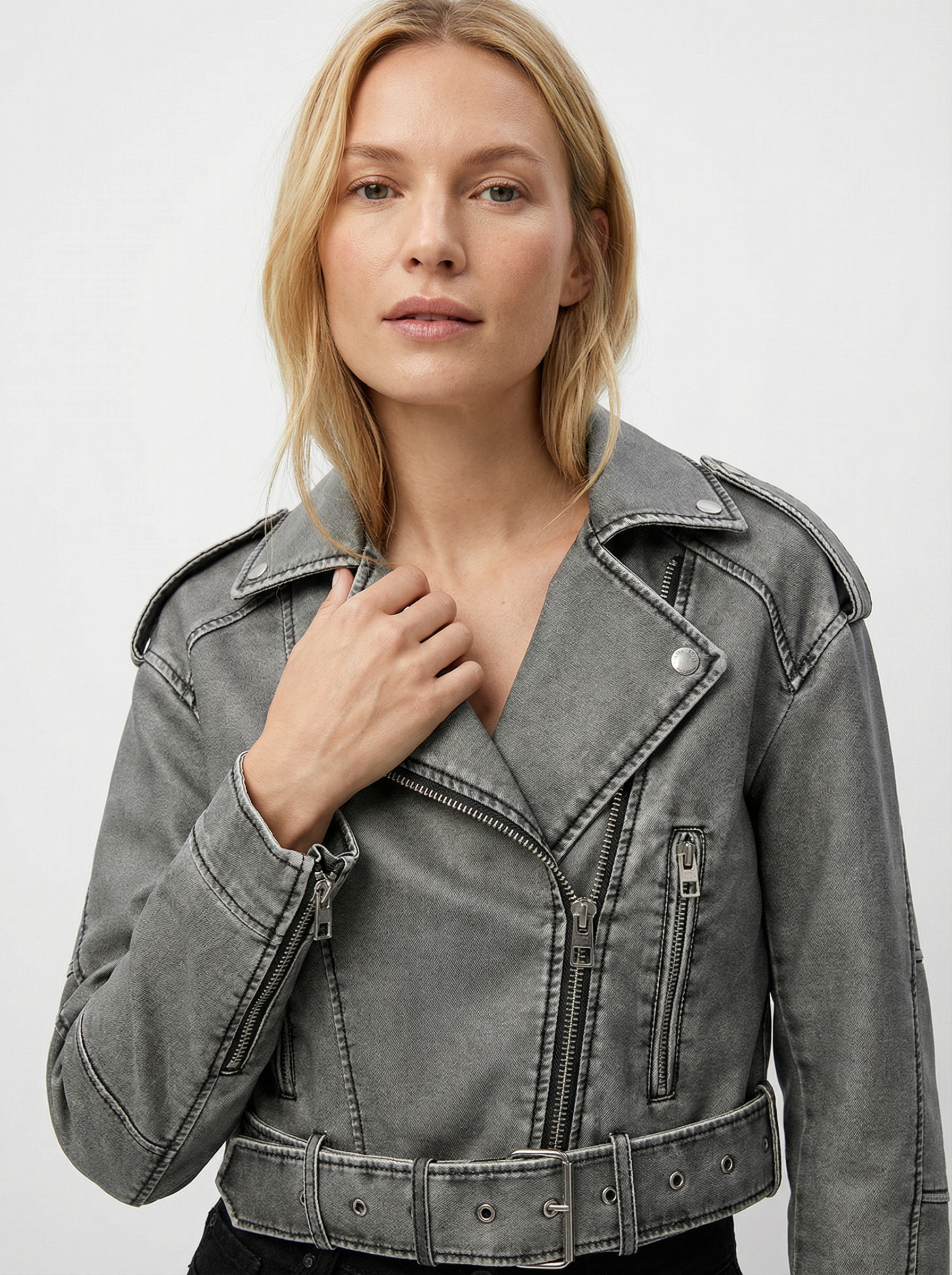 Vintage Kunstleder-Mantel mit Gürtel