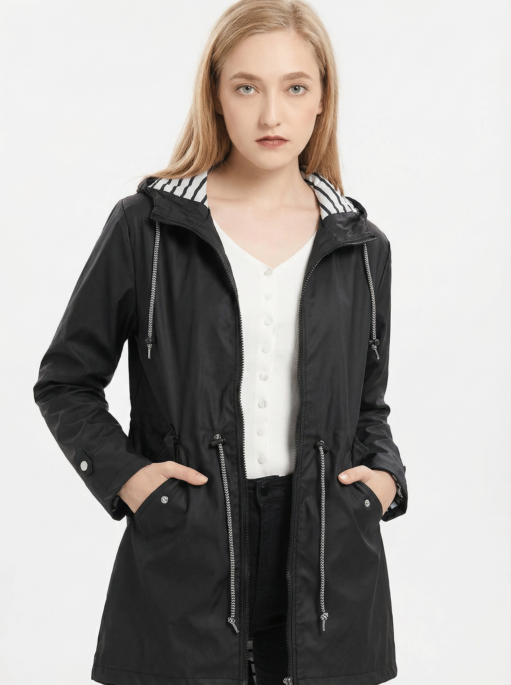 Wetterfester Trench-Mantel mit Kapuze