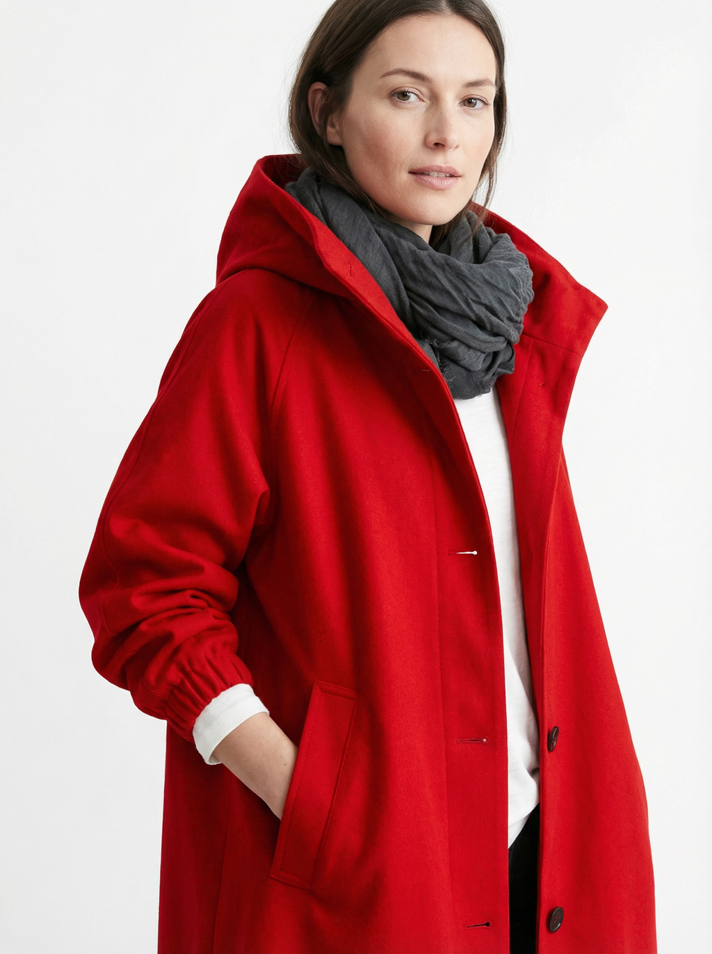 Wetterfester Midi-Mantel mit Kapuze