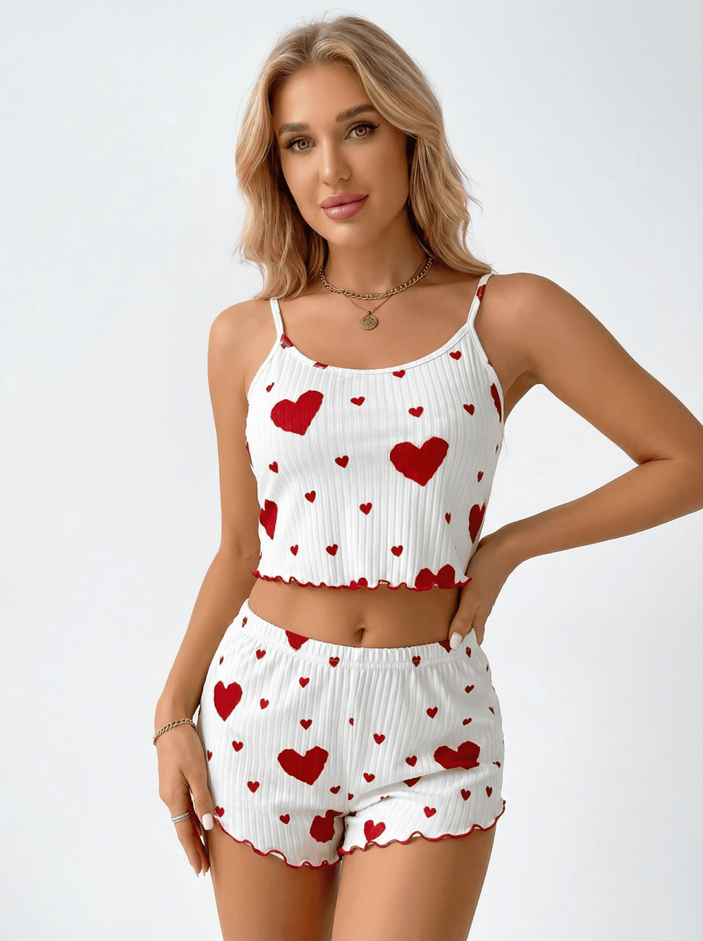 Luftiges Pyjama-Set mit Spaghetti-Trägern