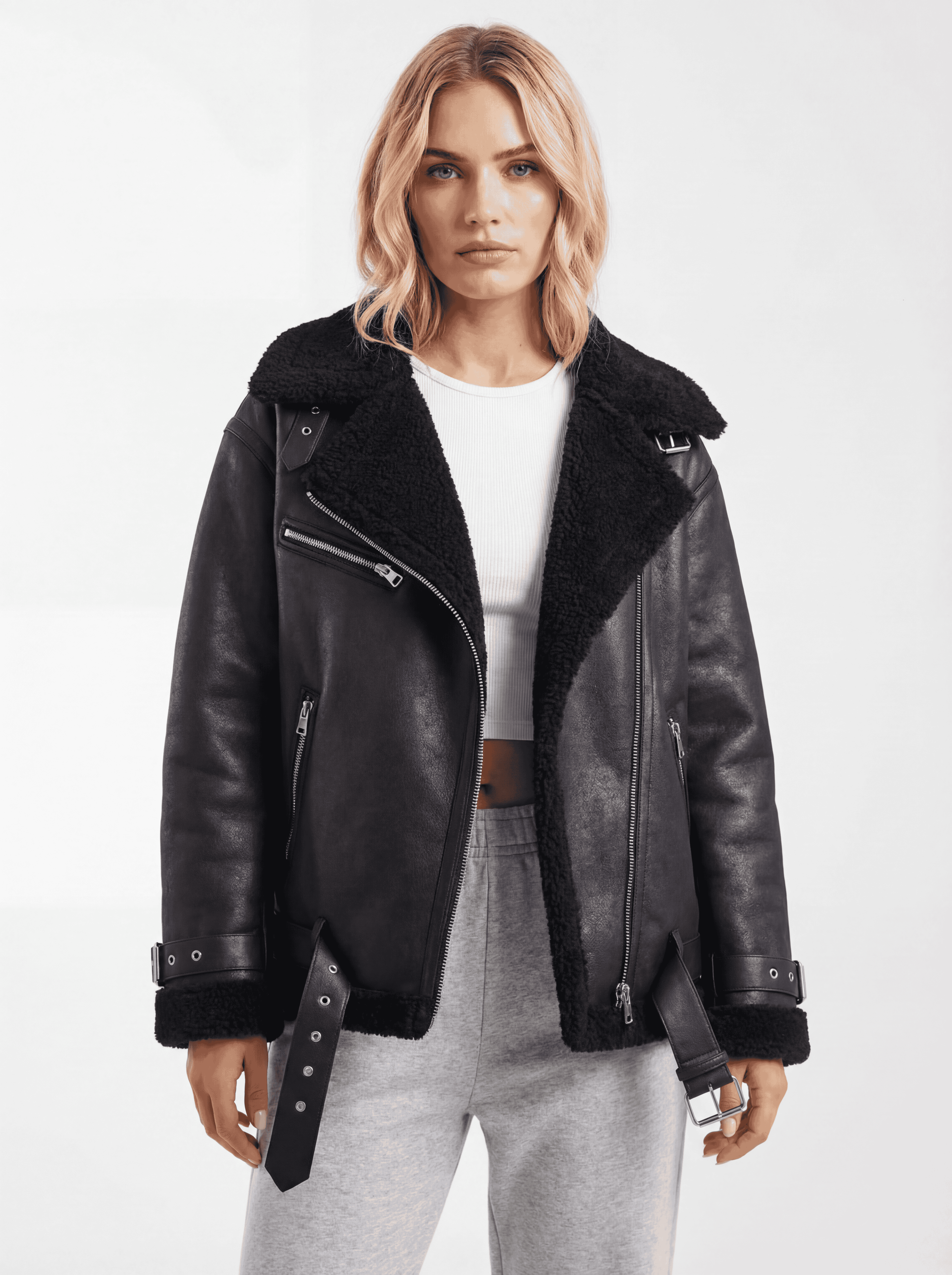 Doppelseitiger Mantel mit Gürtel