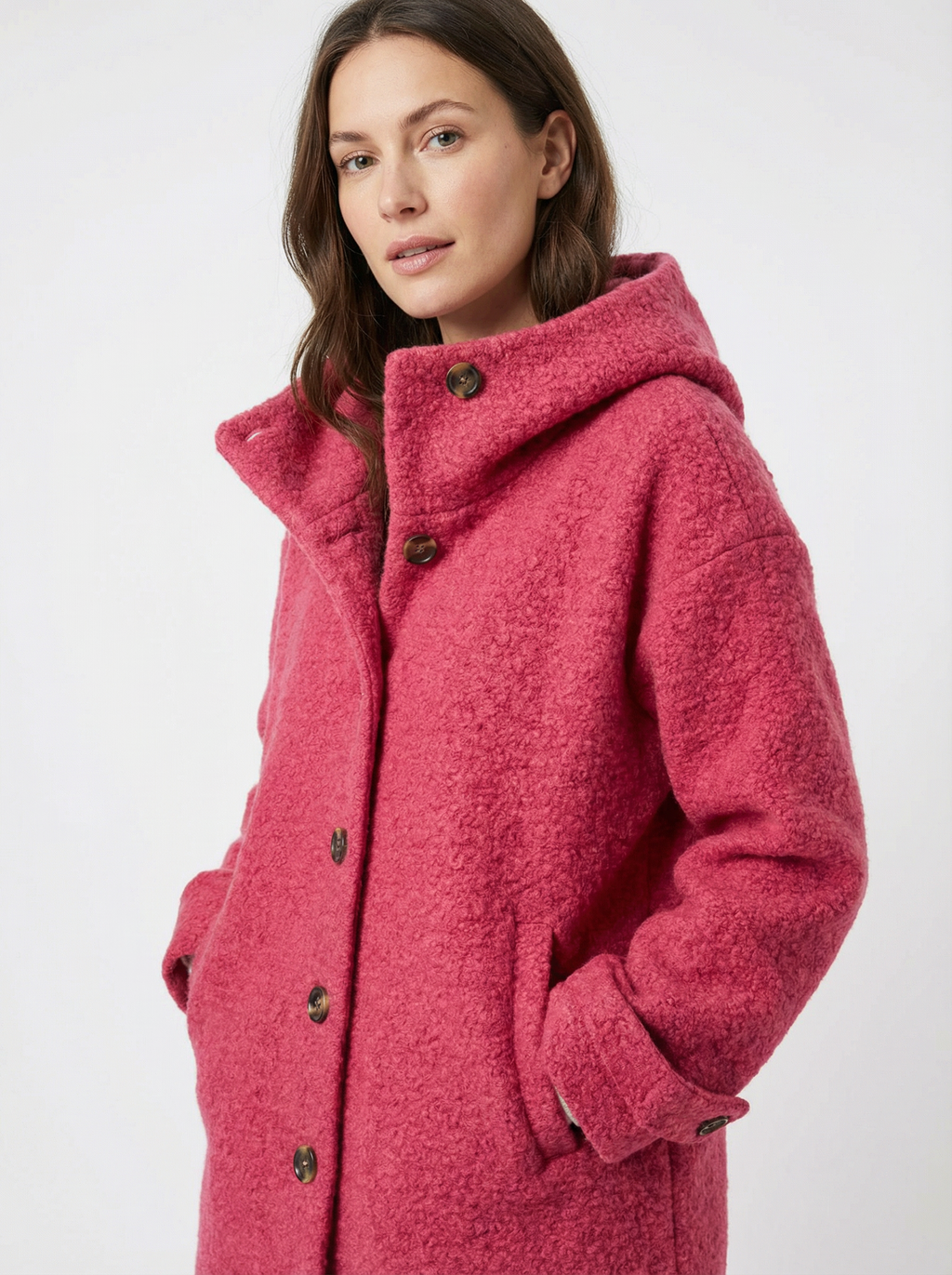 Warmer Mantel aus Baumwolle mit Kapuze